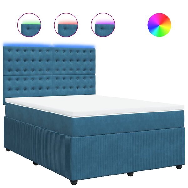 vidaXL Sommier à lattes de lit et matelas bleu 160x200 cm velours
