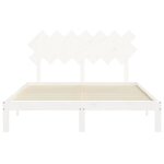 vidaXL Cadre de lit avec tête de lit blanc King Size bois massif