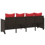 vidaXL Chaise longue avec coussins marron résine tressée