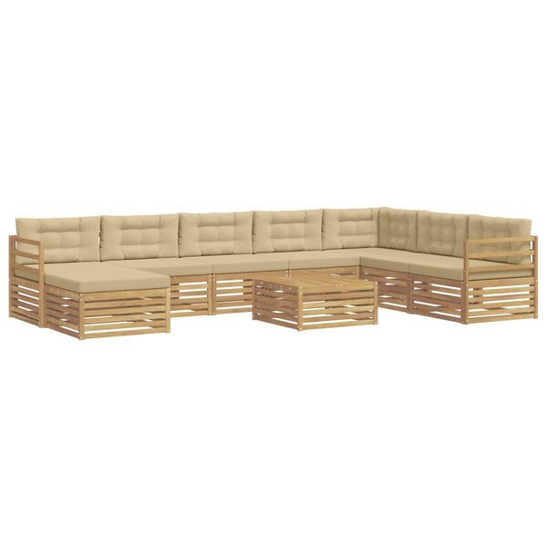 vidaXL Ensemble de canapés d'extérieur 9 pc Blanc et Beige Polyester