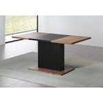 Table à manger KENDO 6 personnes - Mélamine chêne ambré et noir mat - 160 x 80 x 76 cm