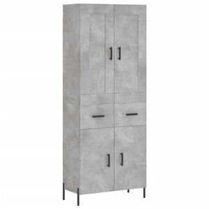 vidaXL Buffet haut Gris béton 69 5x34x180 cm Bois d'ingénierie