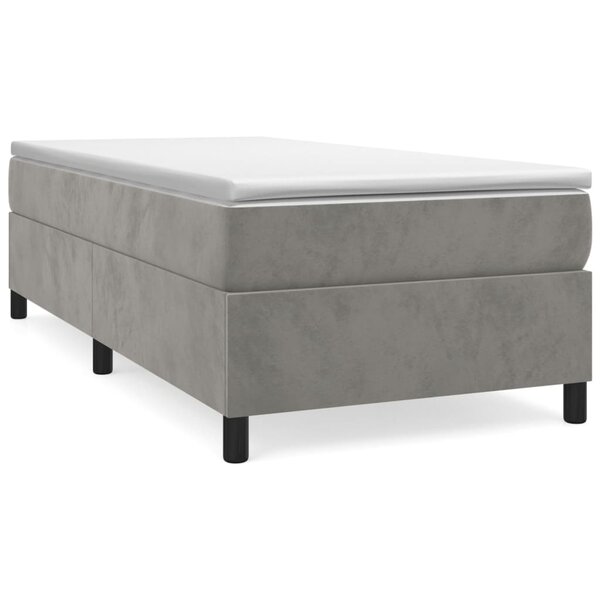 vidaXL Sommier à lattes de lit et matelas Gris clair 90x200 cm Velours