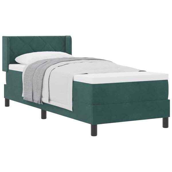 vidaXL Lit à ressorts avec tête de lit Vert foncé 200 x 80 cm Velours
