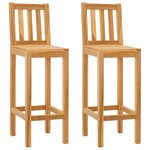 vidaXL Tabouret de bar 2 pc Naturel Bois de teck massif