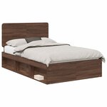 vidaXL Cadre de lit Chêne brun 120 x 200 cm Bois de pin massif