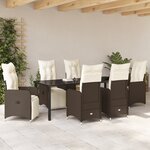 vidaXL Set de jardin 7 pièces avec coussins en poly rattan marron