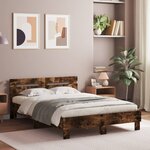 vidaXL Cadre de lit avec LED sans matelas chêne fumé 120x200 cm