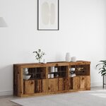 vidaXL Buffet avec lumières LED Bois ancien 181.5x37x67 cm Bois reconstitué