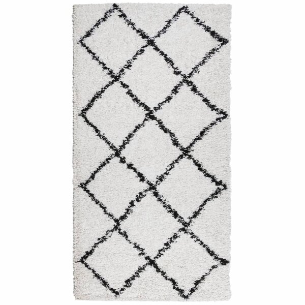 vidaXL Tapis shaggy à poils longs moderne crème et noir 80x150 cm