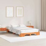 vidaXL Cadre de lit Marron cire 135 x 190 cm Bois massif en pin