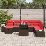 vidaXL Ensemble de canapé de jardin 9 Pièces Marron Poly rotin