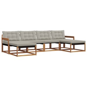 vidaXL Ensemble de canapés d'extérieur 6 Pièces Gris Naturel et Clair