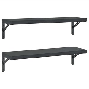 vidaXL Étagères murales 2 Pièces 75x23 5 cm noir acier inoxydable