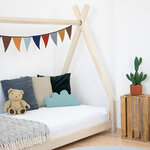 Lit Tipi enfant bois massif gris 120 x 200 cm