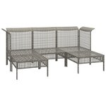 vidaXL Salon de jardin 5 Pièces avec coussins Gris Résine tressée