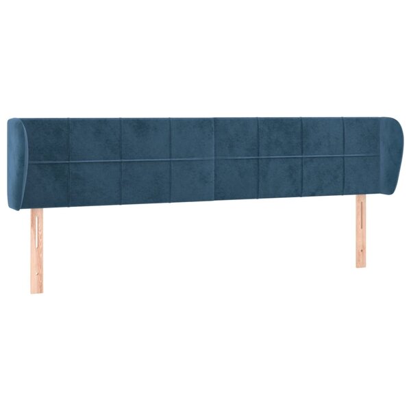 vidaXL Tête de lit avec oreilles Bleu foncé 183x23x78/88 cm Velours