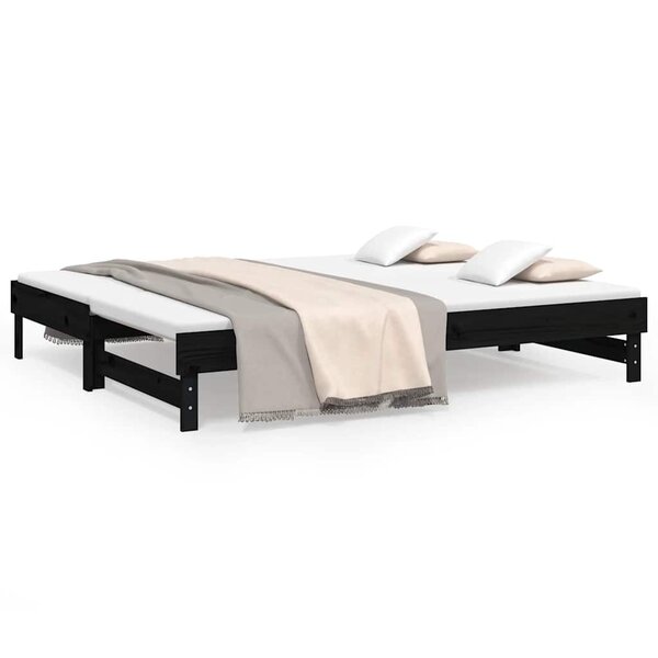 vidaXL Lit coulissant sans matelas noir 2x(80x200)cm