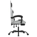 vidaXL Chaise de jeu pivotante et repose-pied Blanc et noir Similicuir