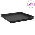 vidaXL Plateau carré à fleurs 24 Pièces Noir 32 x 32 x 2 5 cm Plastique