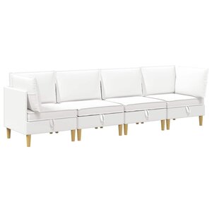 vidaXL Canapé modulaire avec rangement 4 Pièces Blanc Tissu