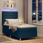 vidaXL Lit à ressorts avec bandes LED Bleu 90 x 200 cm tissu