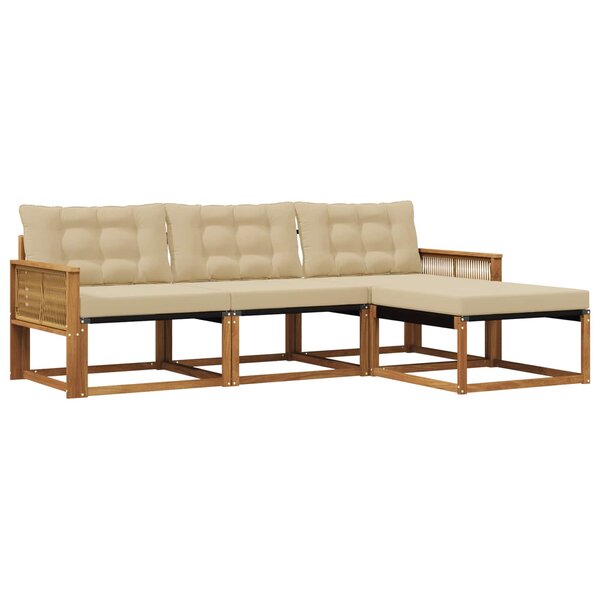 vidaXL Ensemble de canapés d'extérieur 4 pc Naturel et Beige
