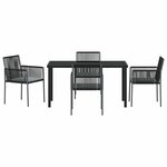 vidaXL Ensemble de salle à manger pour jardin 5 Pièces Noir Poly rotin