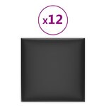vidaXL Panneaux muraux 12 Pièces Noir 30x30 cm Similicuir 1 08 m²