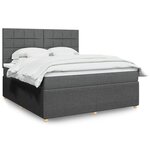 vidaXL Sommier à lattes de lit avec matelas Gris foncé 180x200cm Tissu