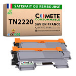 TN2220 - 2 Toners compatibles avec Brother TN2220 Noir (ou TN2210) - COMETE
