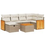 vidaXL Salon de jardin avec coussins 7 Pièces beige résine tressée