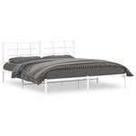 vidaXL Cadre de lit métal sans matelas et tête de lit blanc 183x213 cm