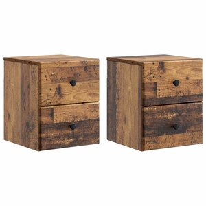 vidaXL Cabinet de chevet mural 2 pc Bois ancien 34 5 x 33 x 40 cm