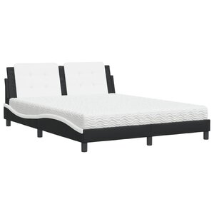 vidaXL Lit avec matelas Zadar noir et blanc 160x200 cm similicuir