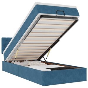 vidaXL Lit ottoman avec matelas et LED bleu foncé 80x200cm velours