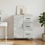 vidaXL Buffet Gris béton 66 x 34 5 x 89 5 cm Bois d'ingénierie