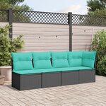 vidaXL Canapé de jardin avec coussins 4 places noir résine tressée