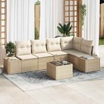 vidaXL Ensemble de canapé de jardin 6 Pièces Beige Poly rotin