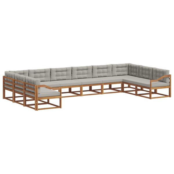 vidaXL Ensemble de canapés d'extérieur 10 pc Gris Naturel et Clair