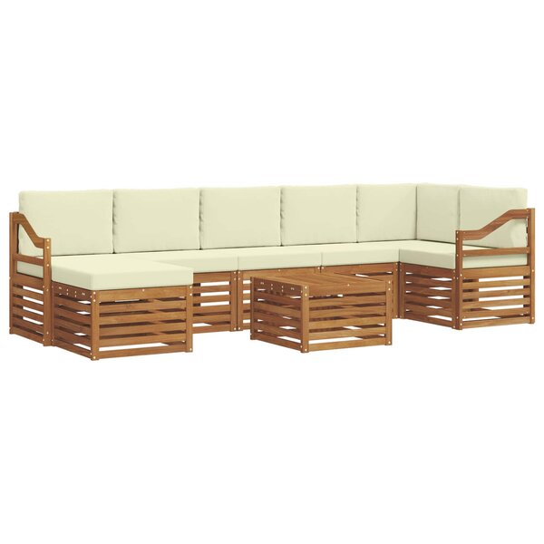 vidaXL Ensemble de canapés d'extérieur 8 pc Naturel et Crème