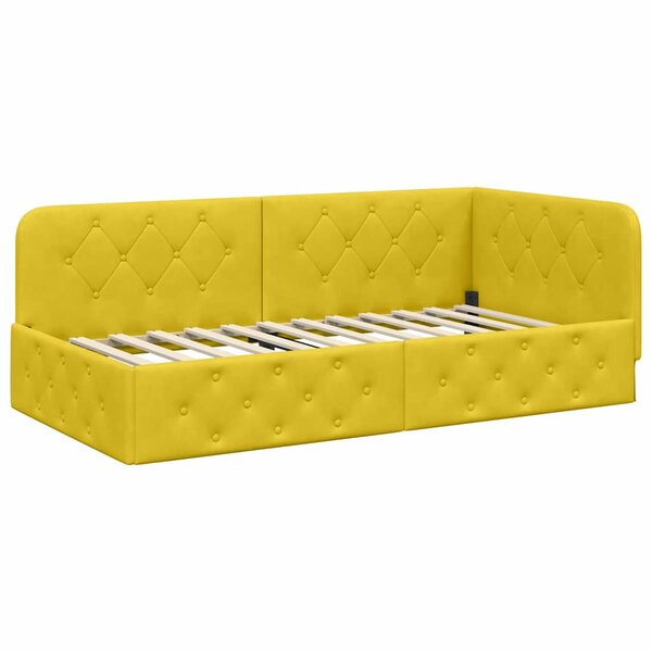 vidaXL Cadre de lit d'angle Jaune 90 x 200 cm Velours