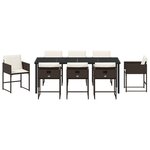 vidaXL Ensemble de Salle à Manger de Jardin 9 Pièces avec Coussins Marron Poly Rattan