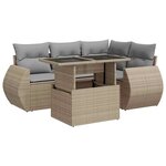 vidaXL Salon de jardin avec coussins 5 Pièces beige résine tressée