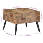 vidaXL Table basse gris 55x55x40 cm teck de récupération massif