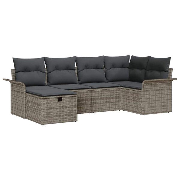 vidaXL Ensemble de canapé de jardin 6 Pièces Gris 242.5 x 132.5 x 85 cm