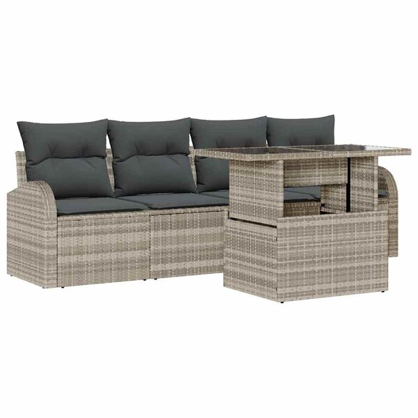 vidaXL Ensemble de canapé de jardin 5 Pièces Gris clair 100 x 55 x 73 cm