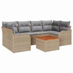 vidaXL Ensemble de canapé de jardin 7 Pièces Beige  blanc
