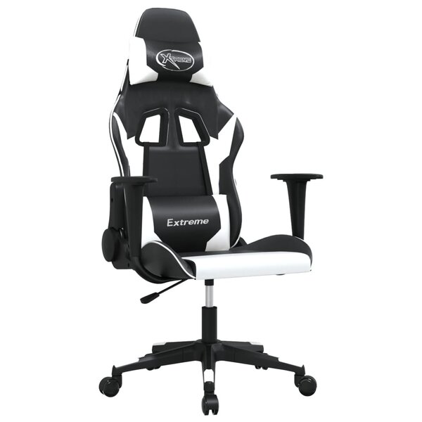 vidaXL Chaise de jeu de massage Noir et blanc Similicuir