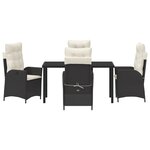 vidaXL Ensemble de salle à manger de jardin 5 pièces avec coussins en poly rattan noir